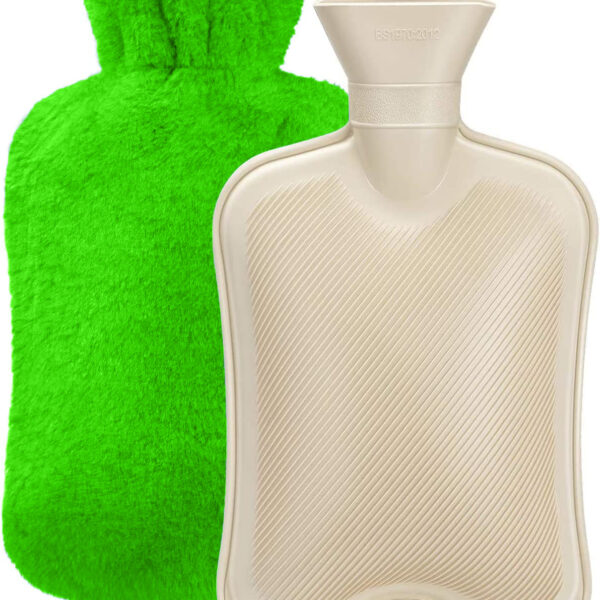 green hot water bottle