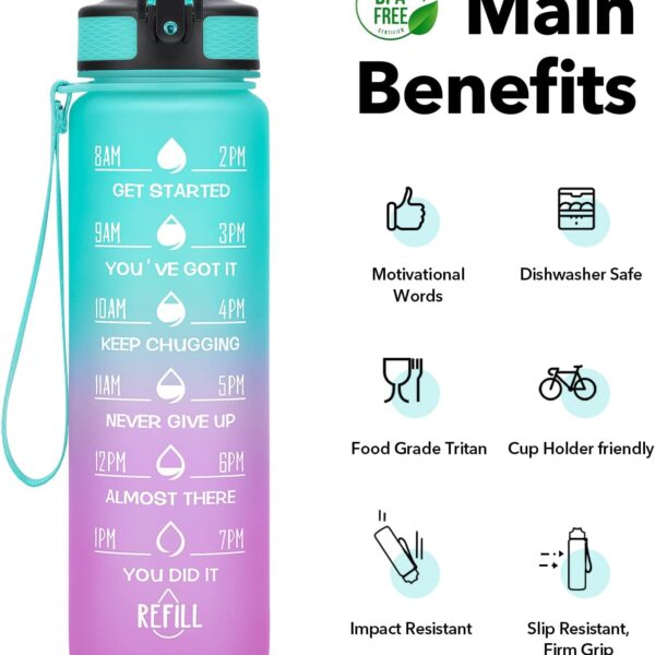 motivational water bottle with time marker