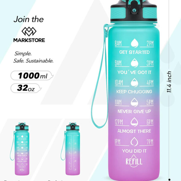 motivational water bottle with time marker
