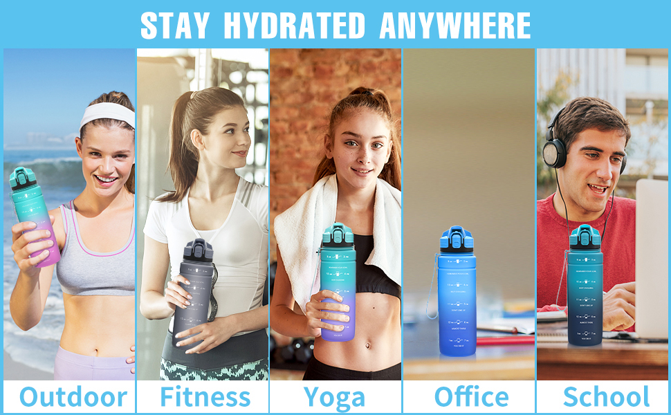 motivational water bottle with time marker