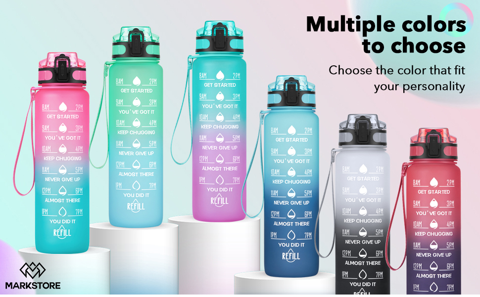 motivational water bottle with time marker