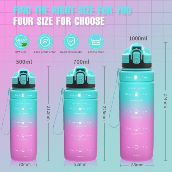 motivational water bottle with time marker