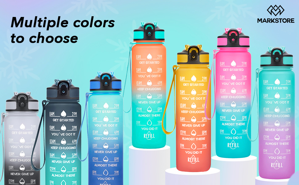 motivational water bottle with time marker