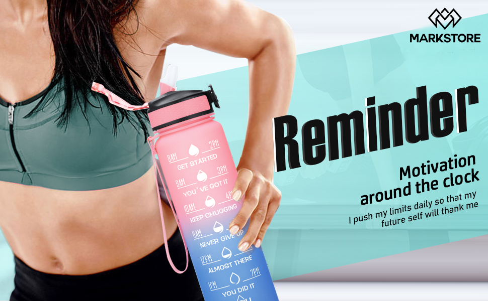 motivational water bottle with time marker